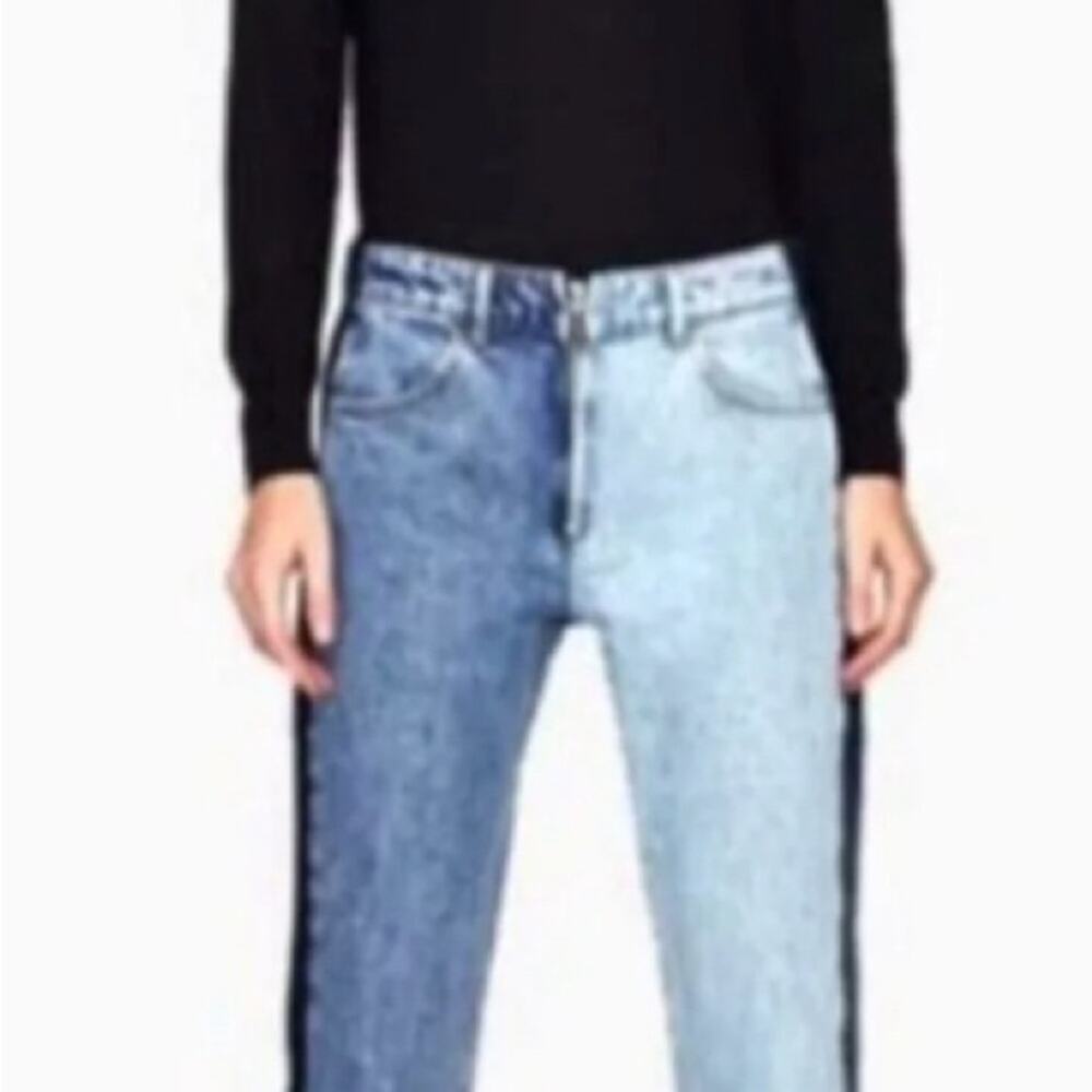 Zara trf ix’d denim maker mid rise straight fit multi wash jeans size 00